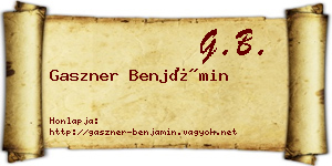 Gaszner Benjámin névjegykártya